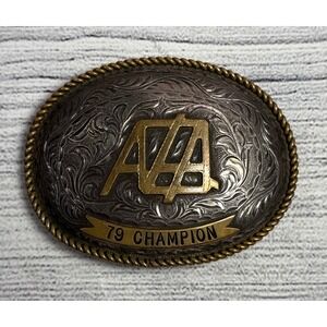 Vtg Silver King Sterling Silver '79 Champion Cowboy Western Trophy‎ Belt Buckle